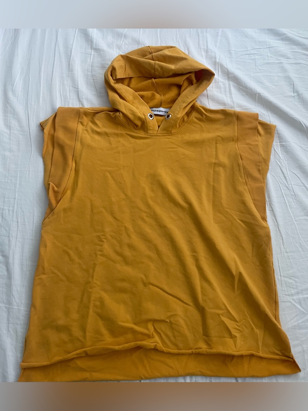 Crewneck Sleeveless Hoodie Top for Women Cotton Mix